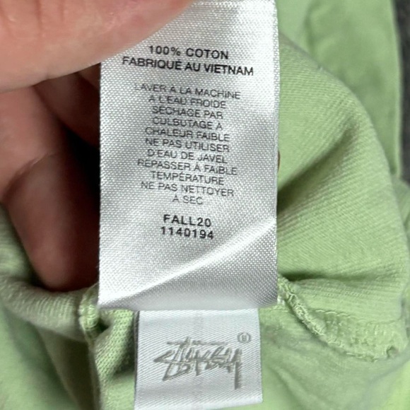 Stussy Stock Logo Embroidered Short Sleeve T Shirt Green - Picture 6 of 7